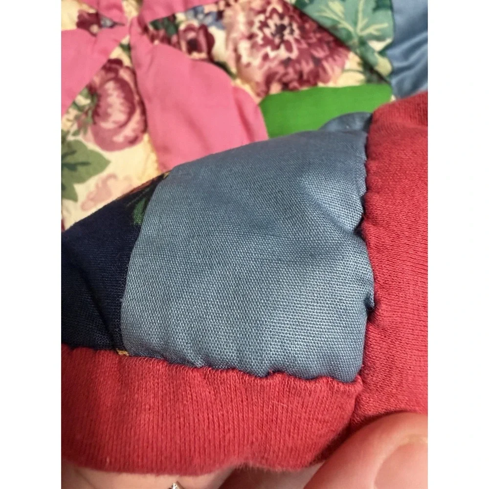 Vintage Handmade Patchwork Puffy Star Faded, Color Flaws, Twin Quilt 74